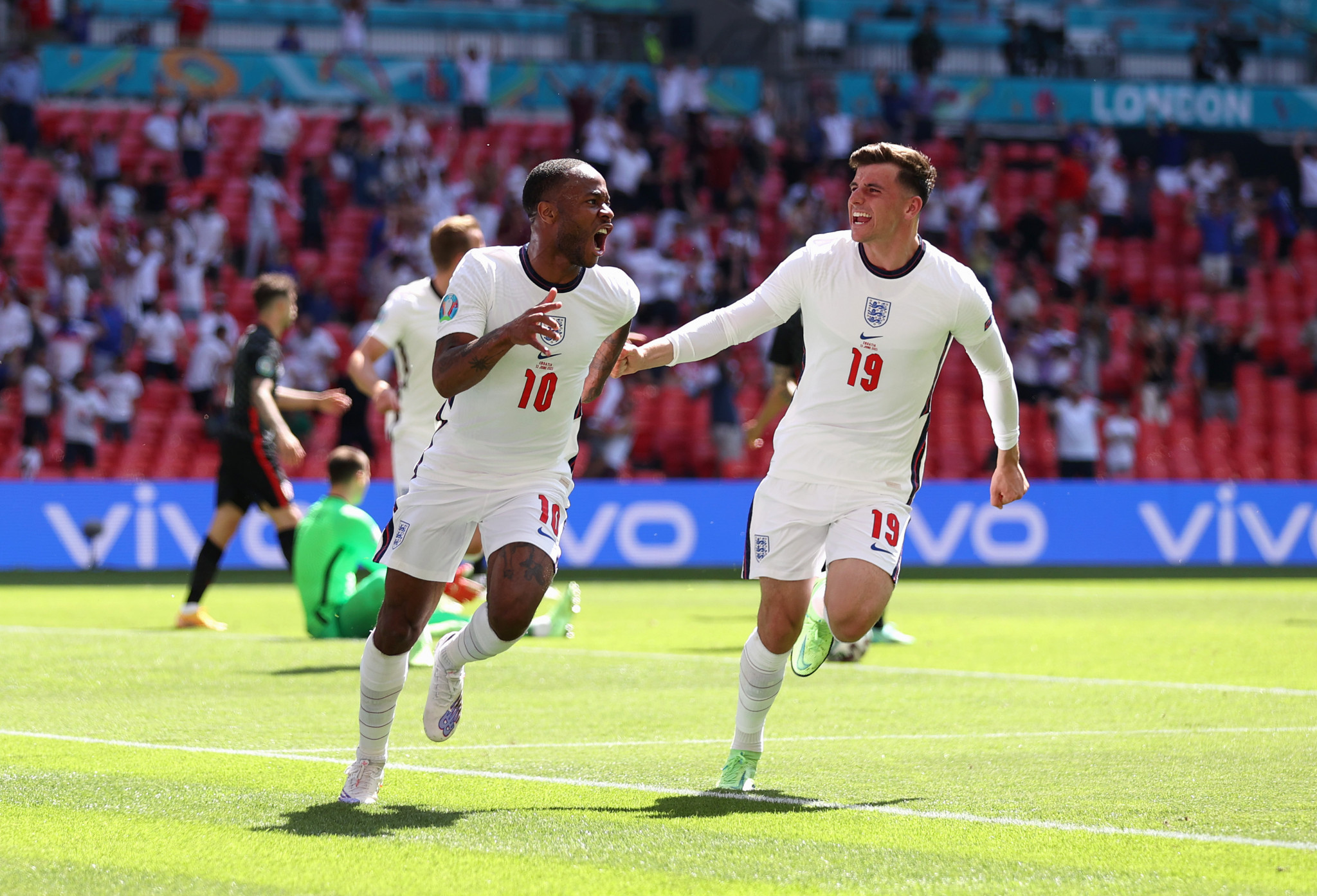 Raheem Sterling, left, scored the only goal of the game as England beat Croatia ©Getty Images