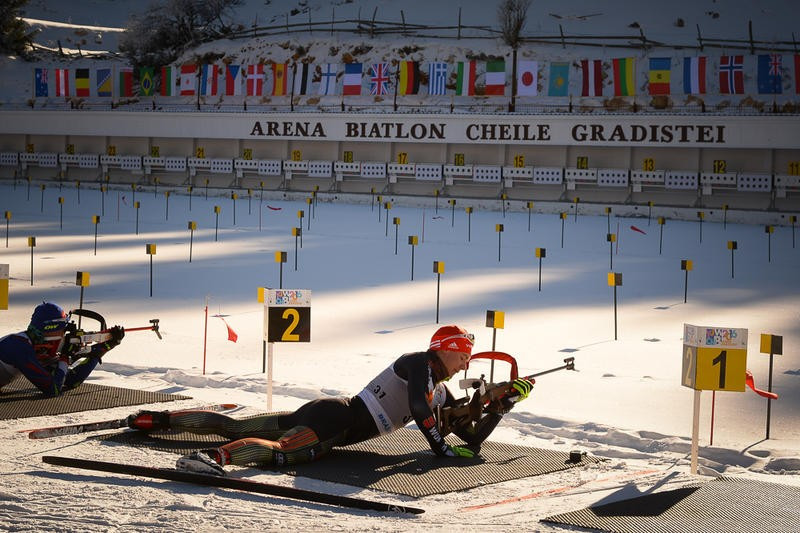 Shooters compete in the women's 10 kilometres youth event today, the first final of the Championships ©IBU