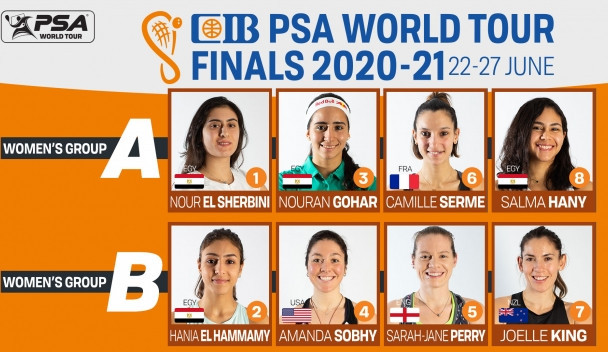 Nour El Sherbini and Nouran Gohar of Egypt, respectively world number one and two, have been drawn together in the PSA World Tour Finals group stage later this month ©PSA