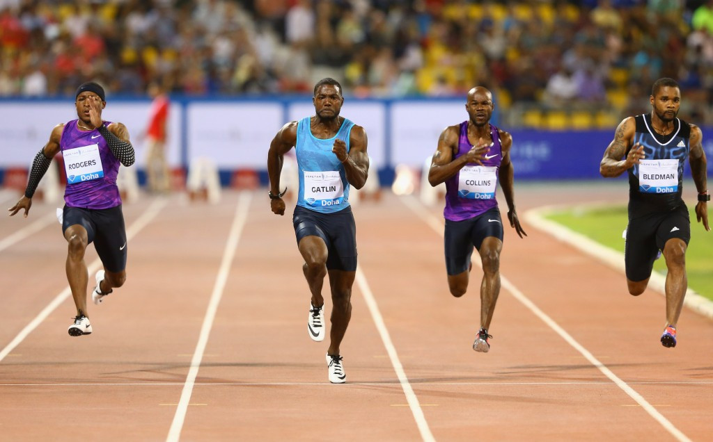 Justin Gatlin has served two doping bans and won the opening 100m IAAF Diamond League race of the season in a time of 9.74