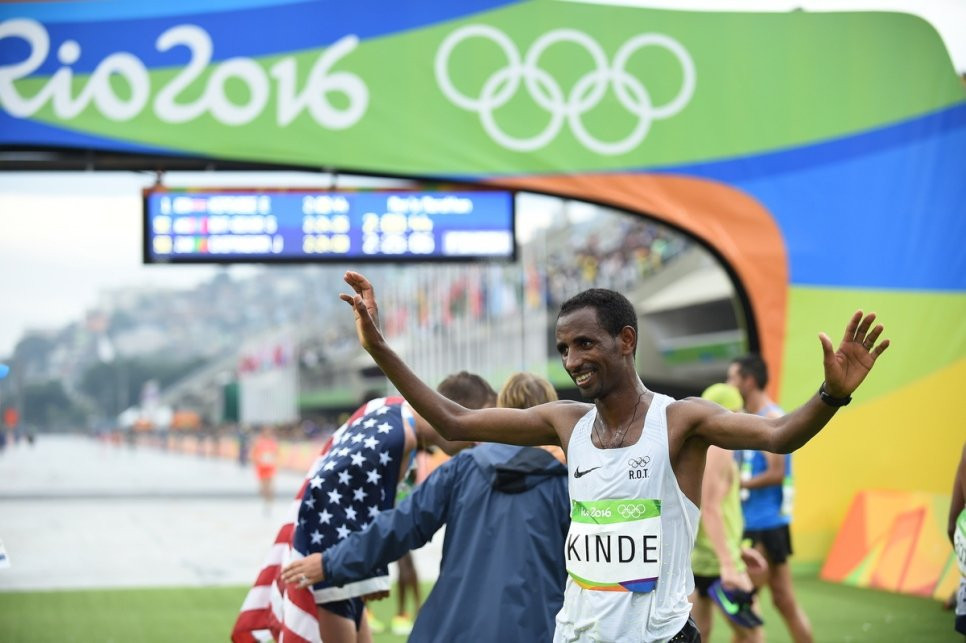 Ethiopian refugee Yonas Kinde competed in the marathon at Rio 2016 for the Refugee Olympic Team but is now a citizen of Luxembourg ©Getty Images