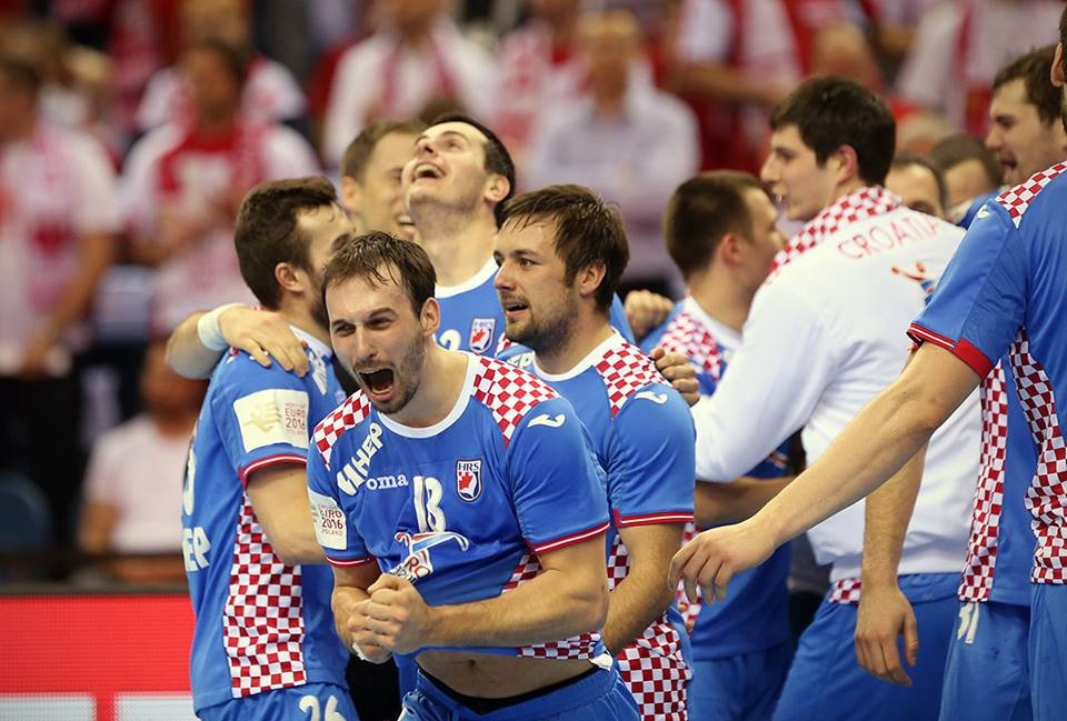 Croatia celebrate their unlikely semi-final qualification ©EHF/Facebook