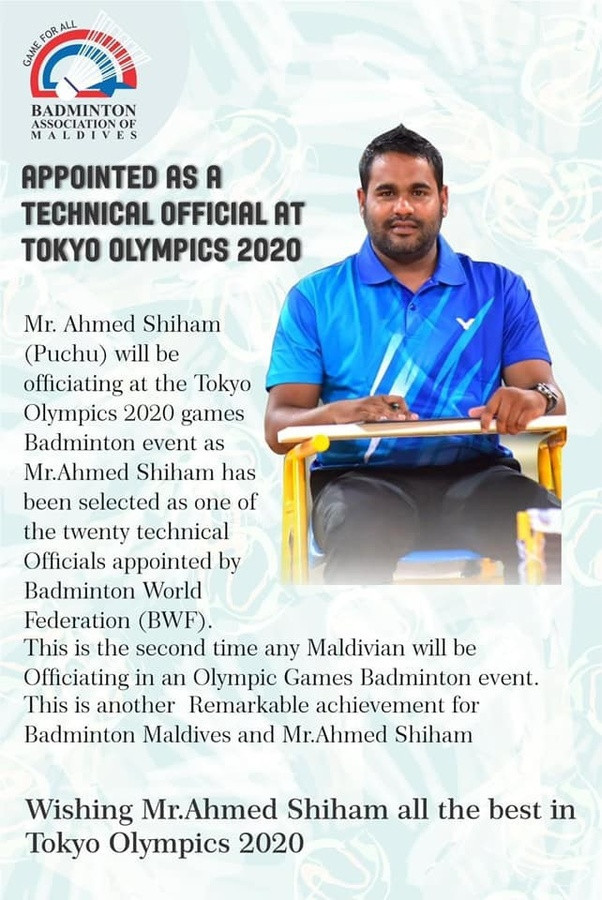 Ahmed Shiham is the second badminton official from the Maldives appointed to the Olympics  ©MOC