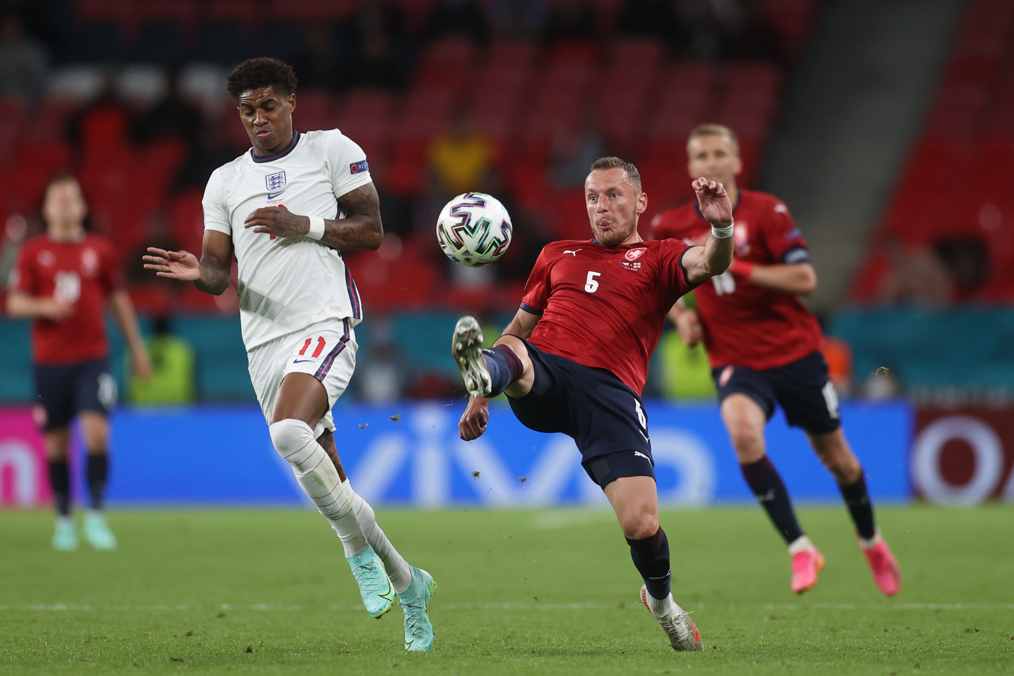 England, playing in white, topped Group D of UEFA Euro 2020 after a 1-0 win over the Czech Republic ©Getty Images