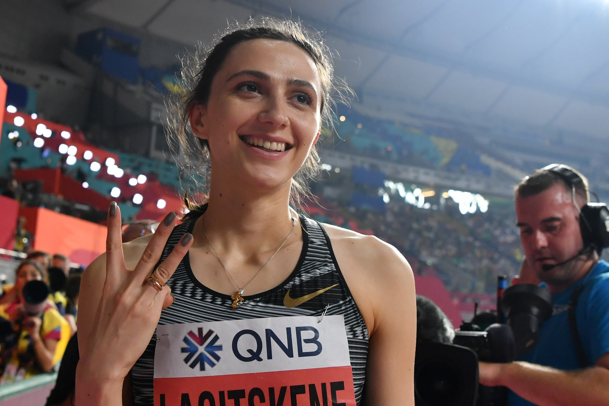 Three-time high jump world champion Maria Lasitskene is among 10 athletes approved to compete as neutrals at Tokyo 2020 by RusAf ©Getty Images
