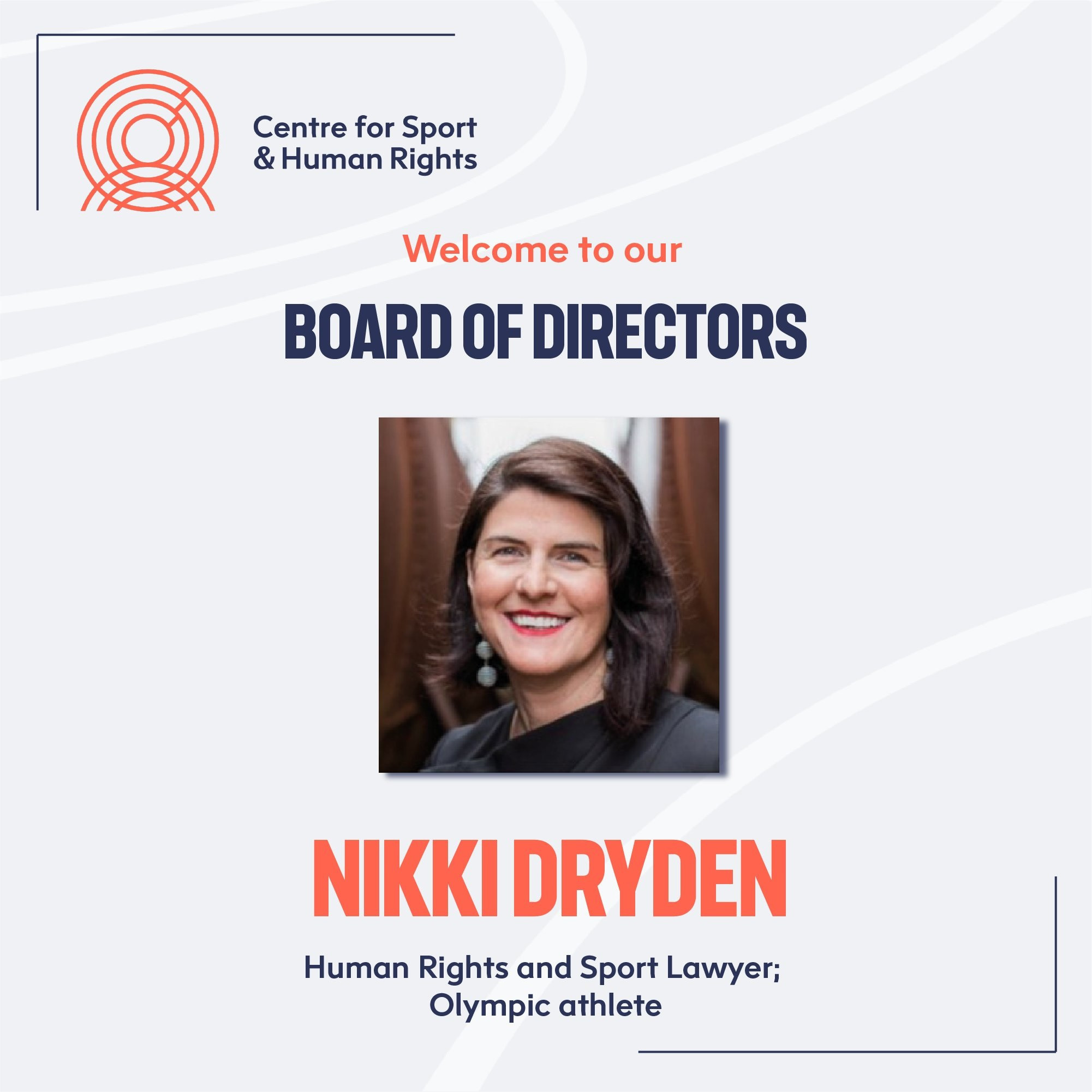 Two-time Olympian Nikki Dryden is among nine new directors appointed by the Centre for Sport and Human Rights ©CSHR