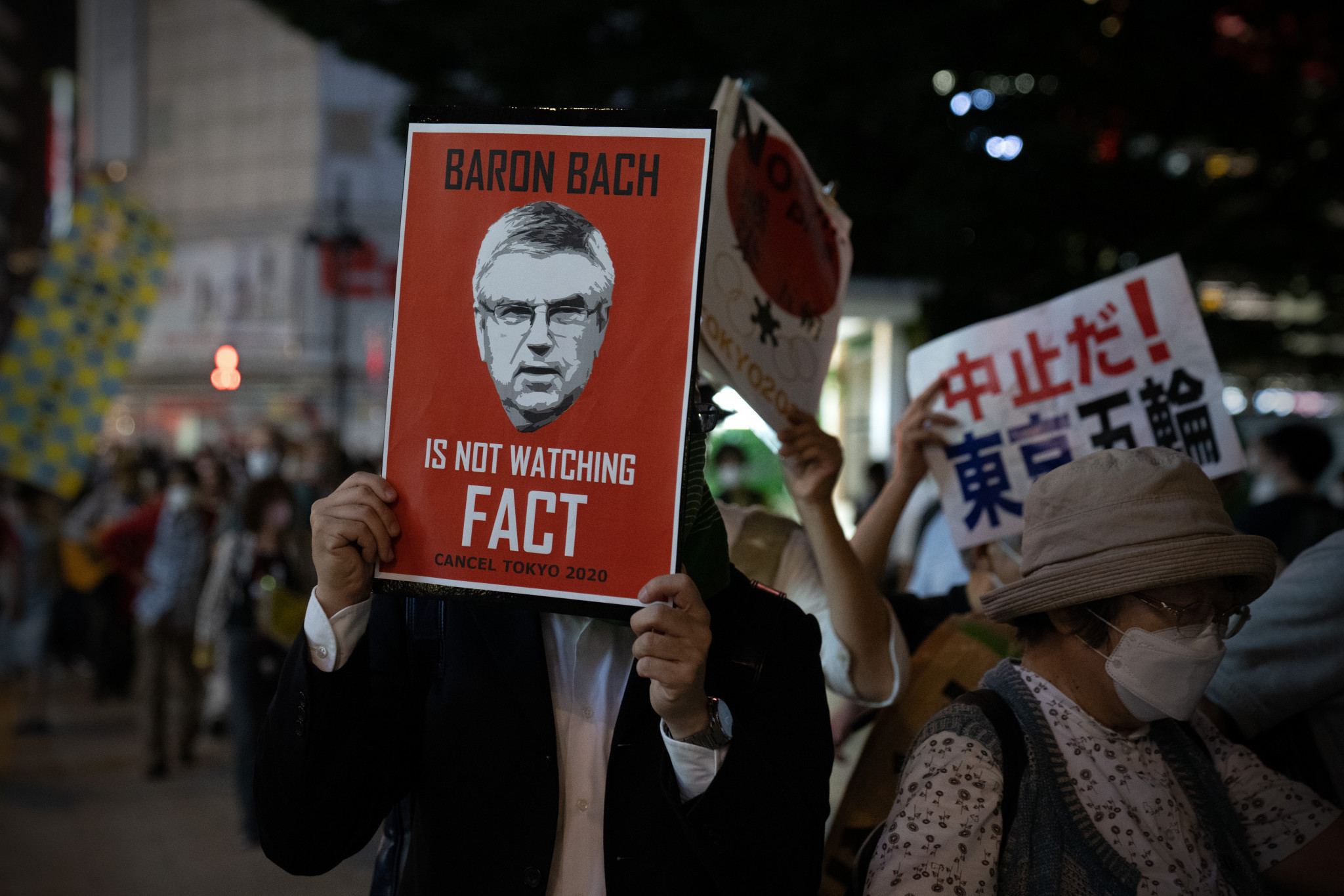 IOC President Thomas Bach has faced protests since his arrival in Tokyo last week from angry Japanese citizens who want the Olympics cancelled ©Getty Images