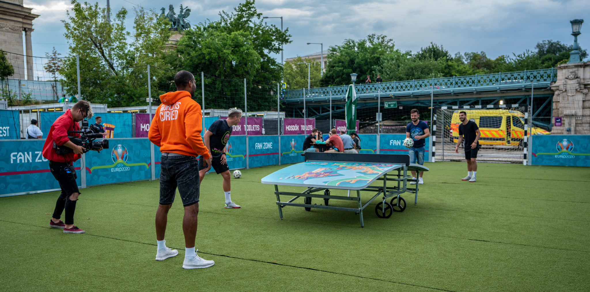 The 12-hour teqball match took place at the UEFA Festival Fan Zone in Budapest, finishing just before kickoff in the UEFA Euro 2020 final ©FITEQ
