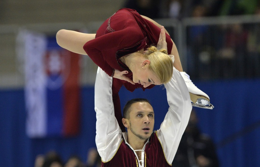 Russia's Tatiana Volosozhar and Maxim Trankov claimed their fourth European title in the pairs event