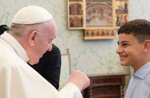 GAMMA Italy was met by Pope Francis to honour its work to provide aid to disadvantaged children ©GAMMA 