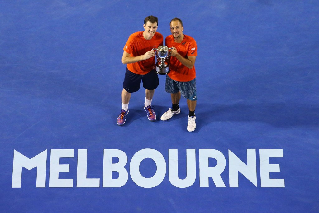Jamie Murray of Britain and Brazilian Bruno Soares claimed their first men's doubles Grand Slam crown ©Getty Images