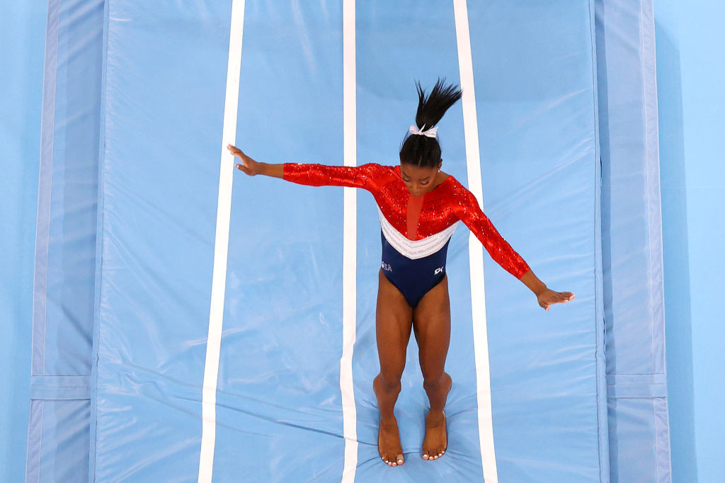 Simone Biles pulled out of the final after the first rotation, where her vault produced her lowest ever score on the apparatus at the Olympics ©Getty Images