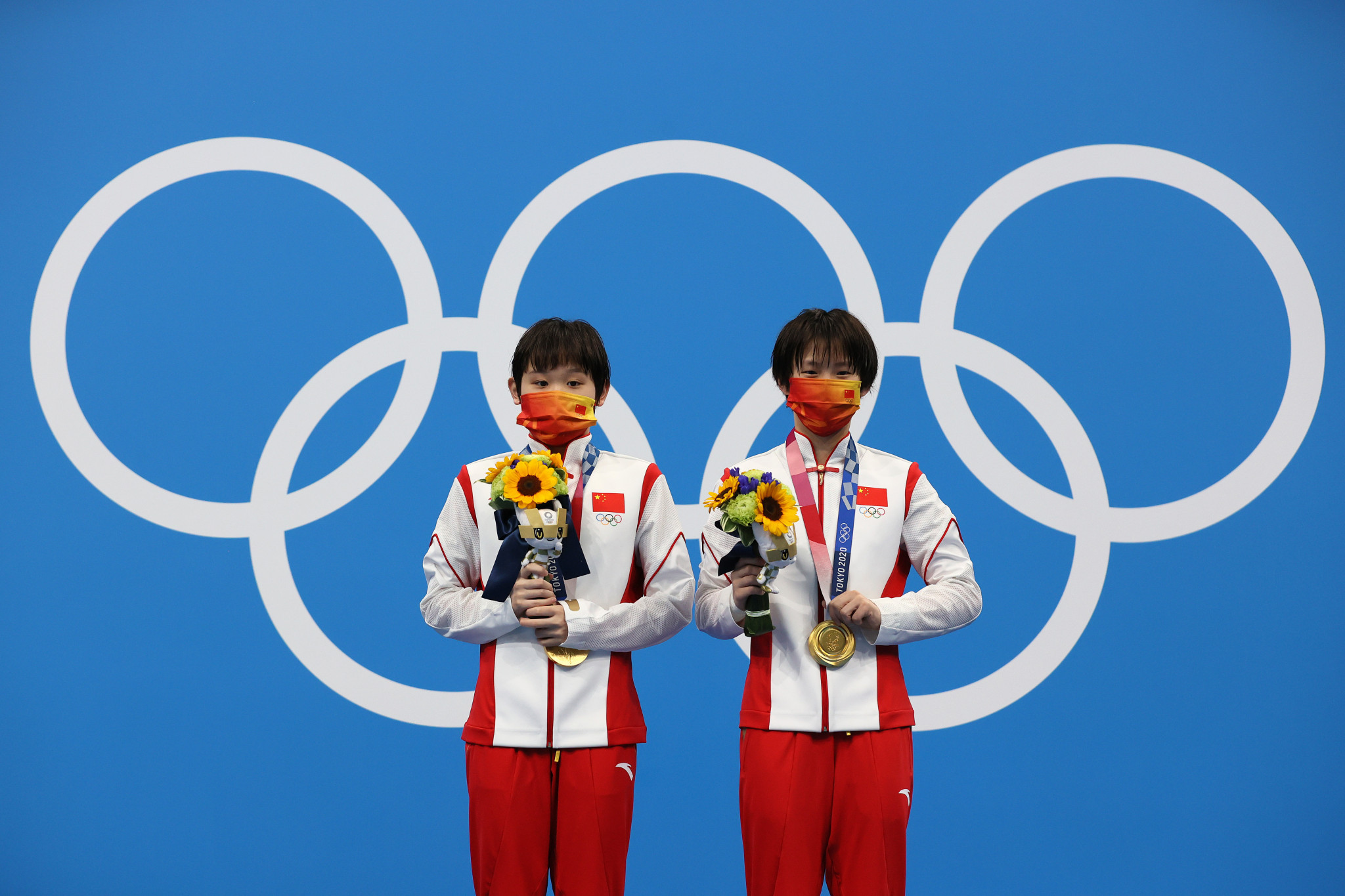 Chen Yuxi and Zhang Jiaqi earned a dominant victory in the women's 10m synchronised platform event ©Getty Images