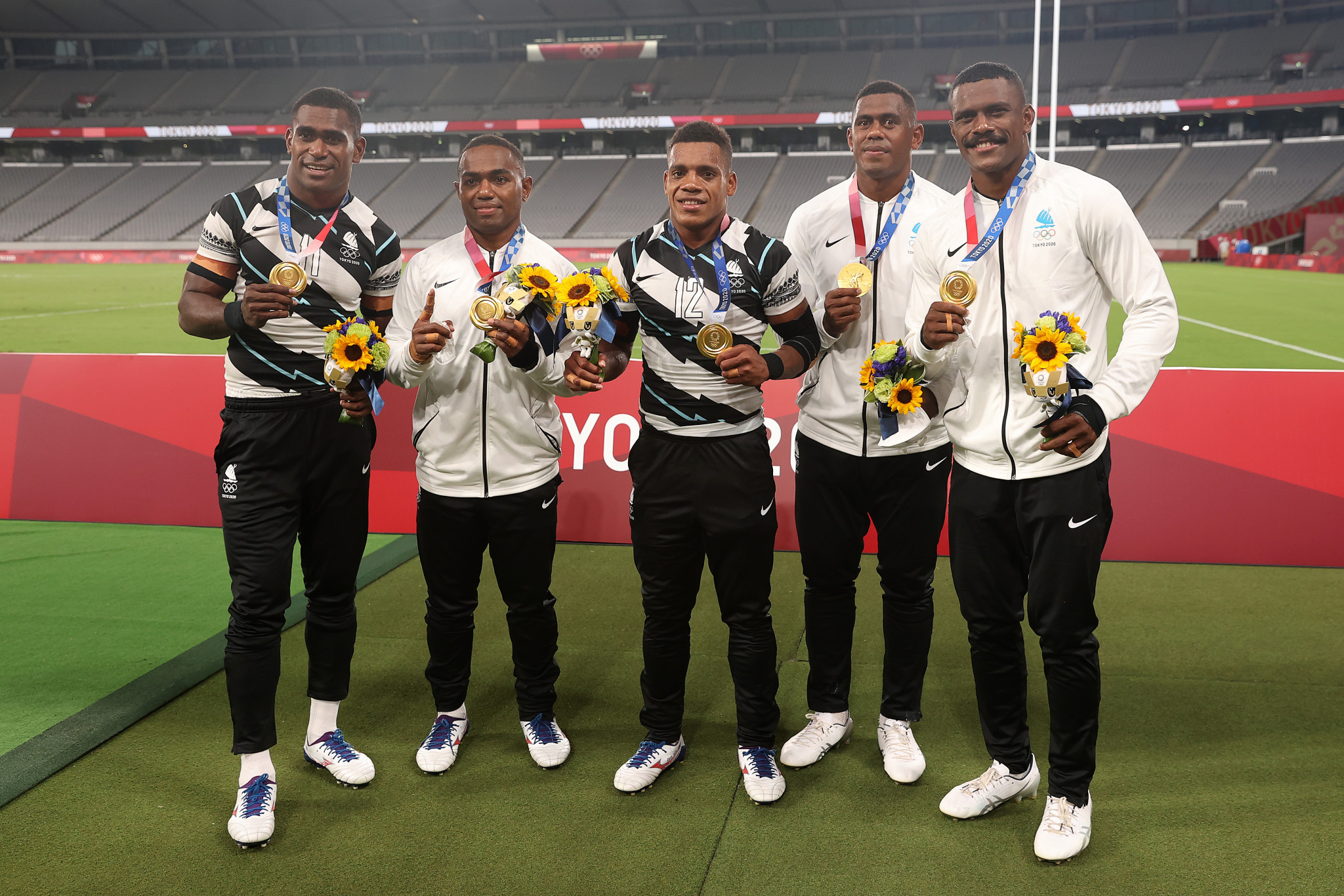 Fiji defending their men's rugby sevens title, and those two gold medals are the only Olympic medals in the country's history ©Getty Images
