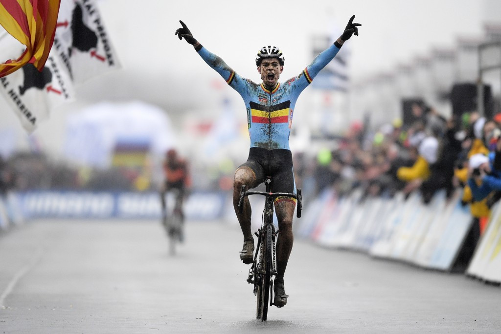 Belgium's Wout Van Aert recovered from an early crash to claim the men's title