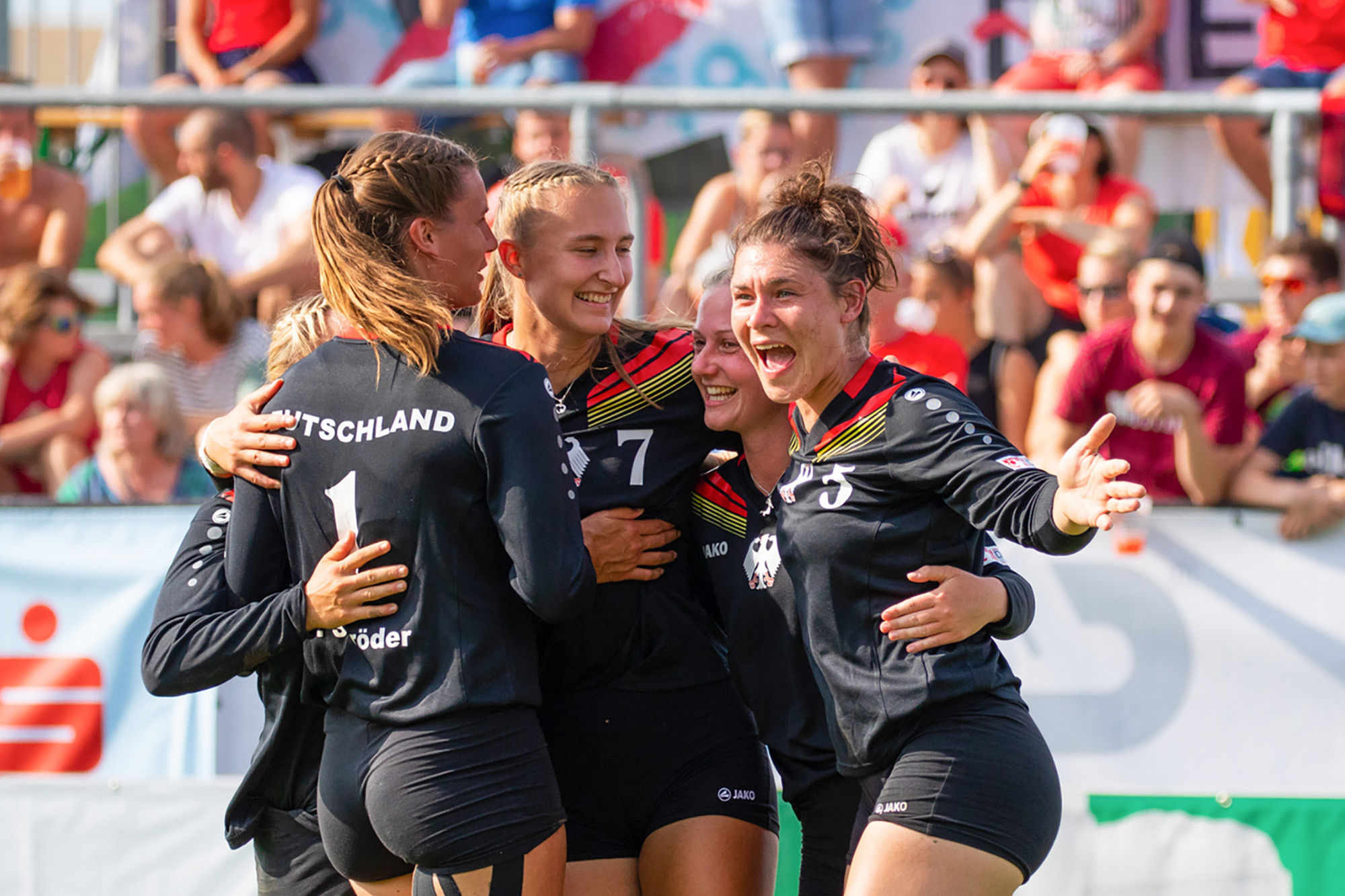 Germany celebrate reaching the final of the Women's Fistball World Championship ©Getty Images