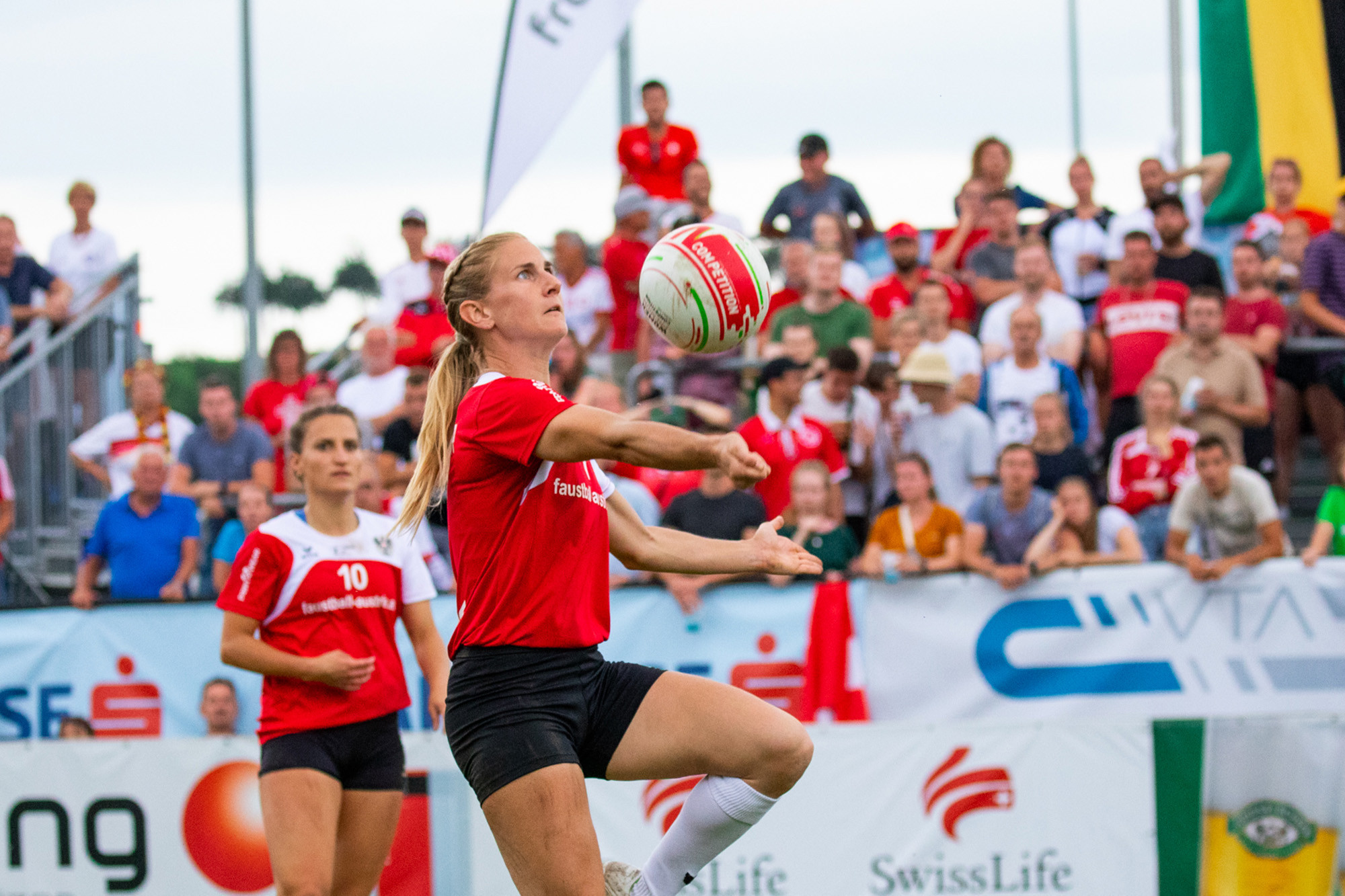 Austria's Teresa Pichler in action for the hosts against Germany in the Women's Fistball World Championship final ©IFA