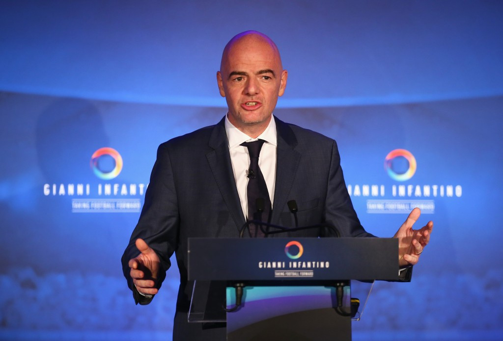 FIFA Presidential candidate Infantino joined by star names at unveiling of 90-day plan