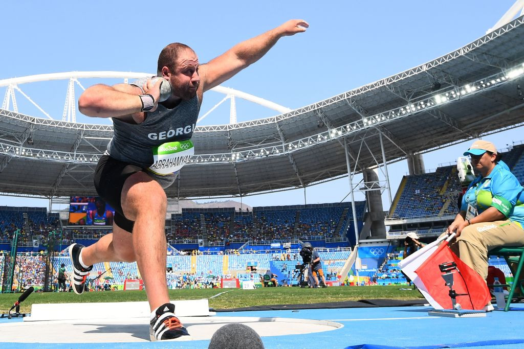 Georgia's men's shot put record holder Benik Abramyan, pictured at the Rio 2016 Olympics, has been provisionally suspended for a doping offence and will not take part in tonight's qualifying competition ©Getty Images