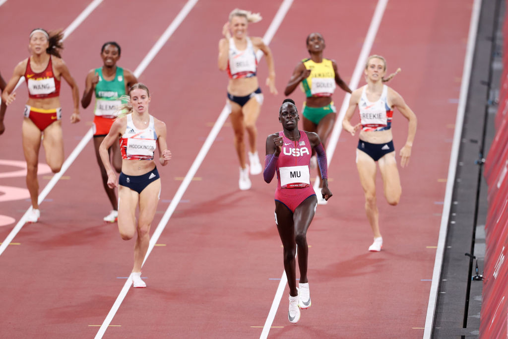 Athing Mu of the United States set a national record in winning the 800m ©Getty Images