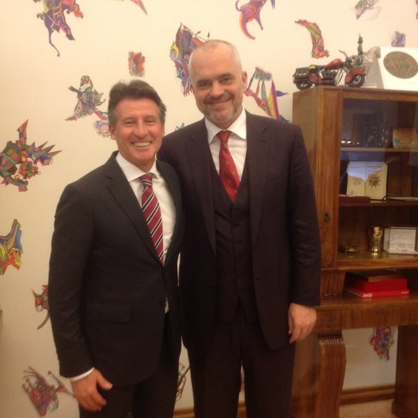 IAAF President Coe holds meetings with Albanian Prime Minister in Tirana