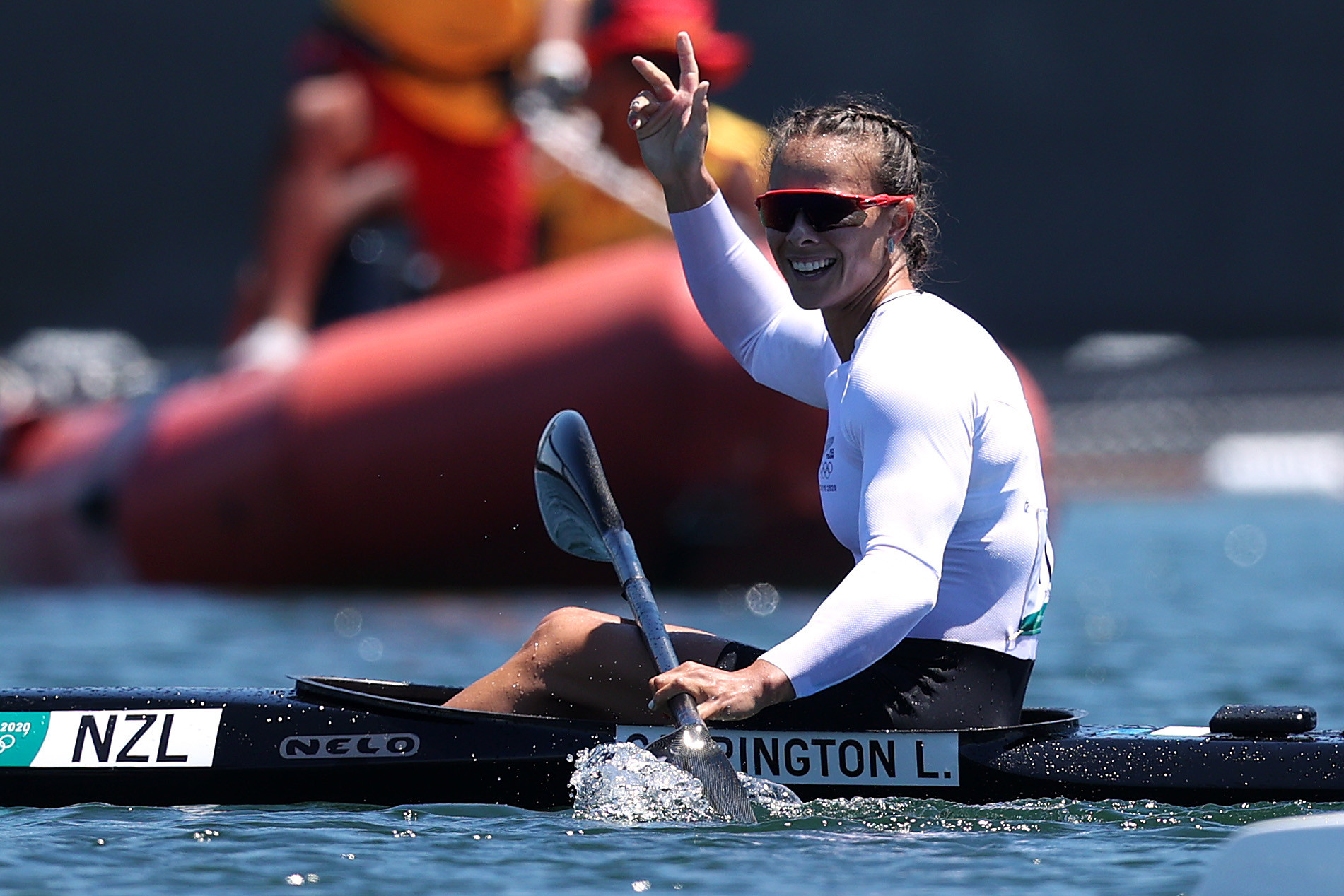 Lisa Carrington captured her third gold medal of Tokyo 2020 and fifth Olympic title of her career with victory in the women's K1 500m ©Getty Images