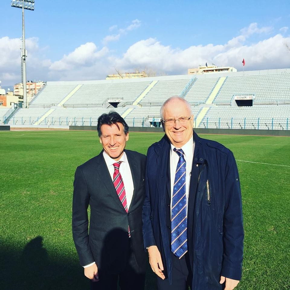 IAAF President Sebastian Coe visited Albania with Svein-Arne Hansen, his counterpart at European Athletics ©Facebook 