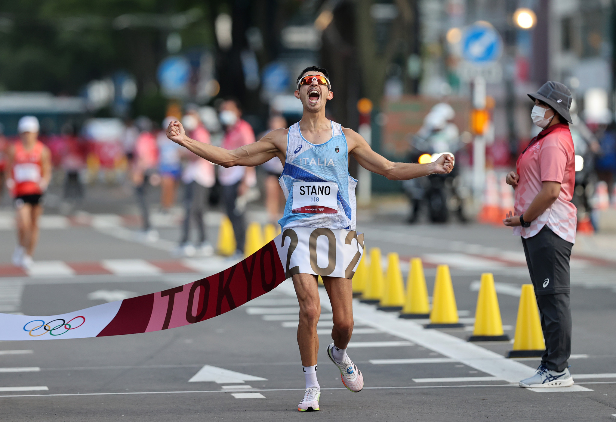 Massimo Stano of Italy won the men's 20 kilometres race walk at Tokyo 2020, a race that Nazar Kovalenko was ruled ineligible to compete in ©Getty Images