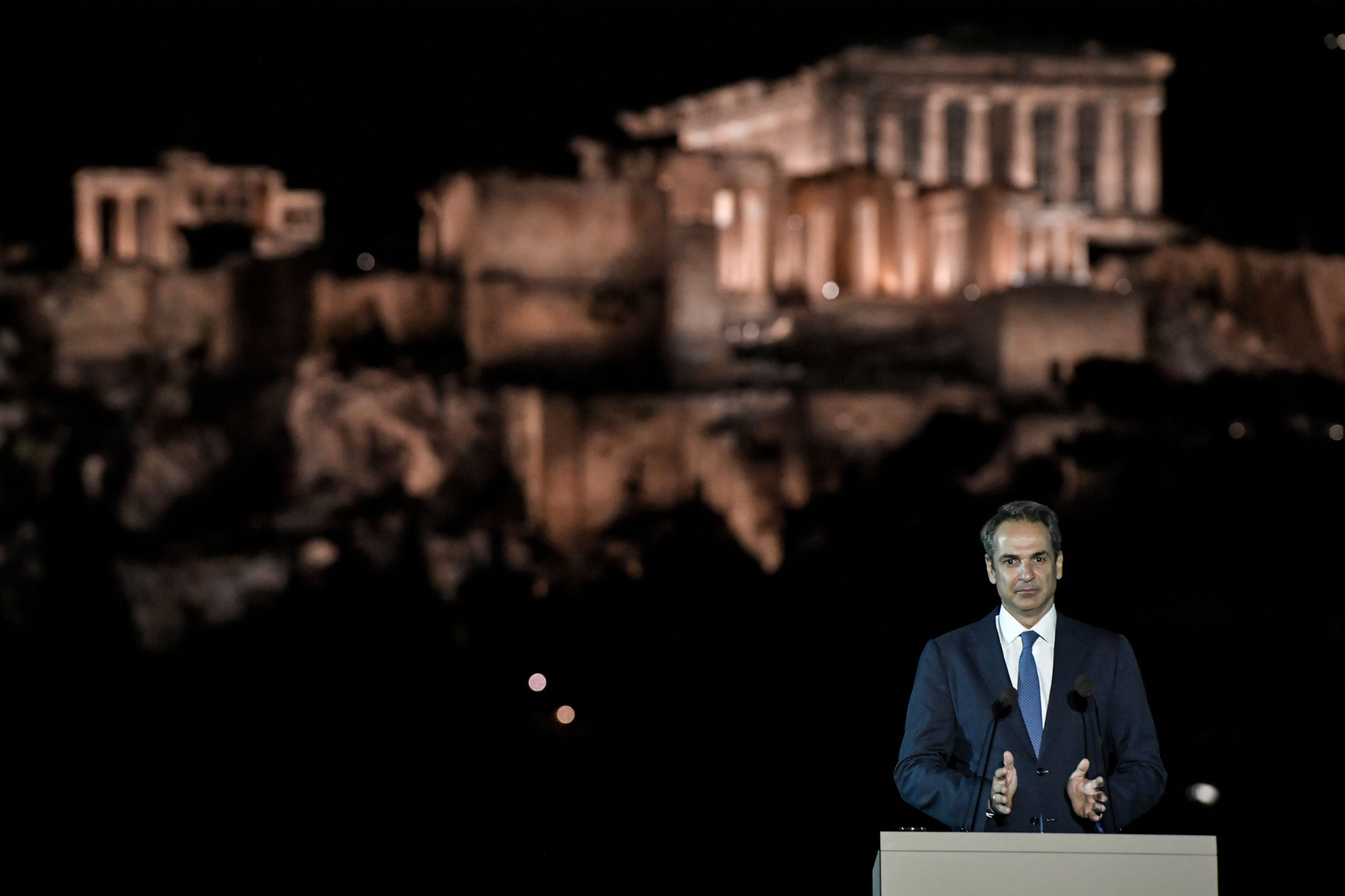 Greece Prime Minister Kyriakos Mitsotakis is set to visit the site of the ancient Olympic Games, close to where wildfires have forced the evacuation of villagers ©Getty Images