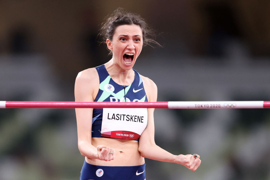 High jumper Mariya Lasitskene, competing for the ROC team, added an Olympic high jump gold to her three world titles tonight ©Getty Images