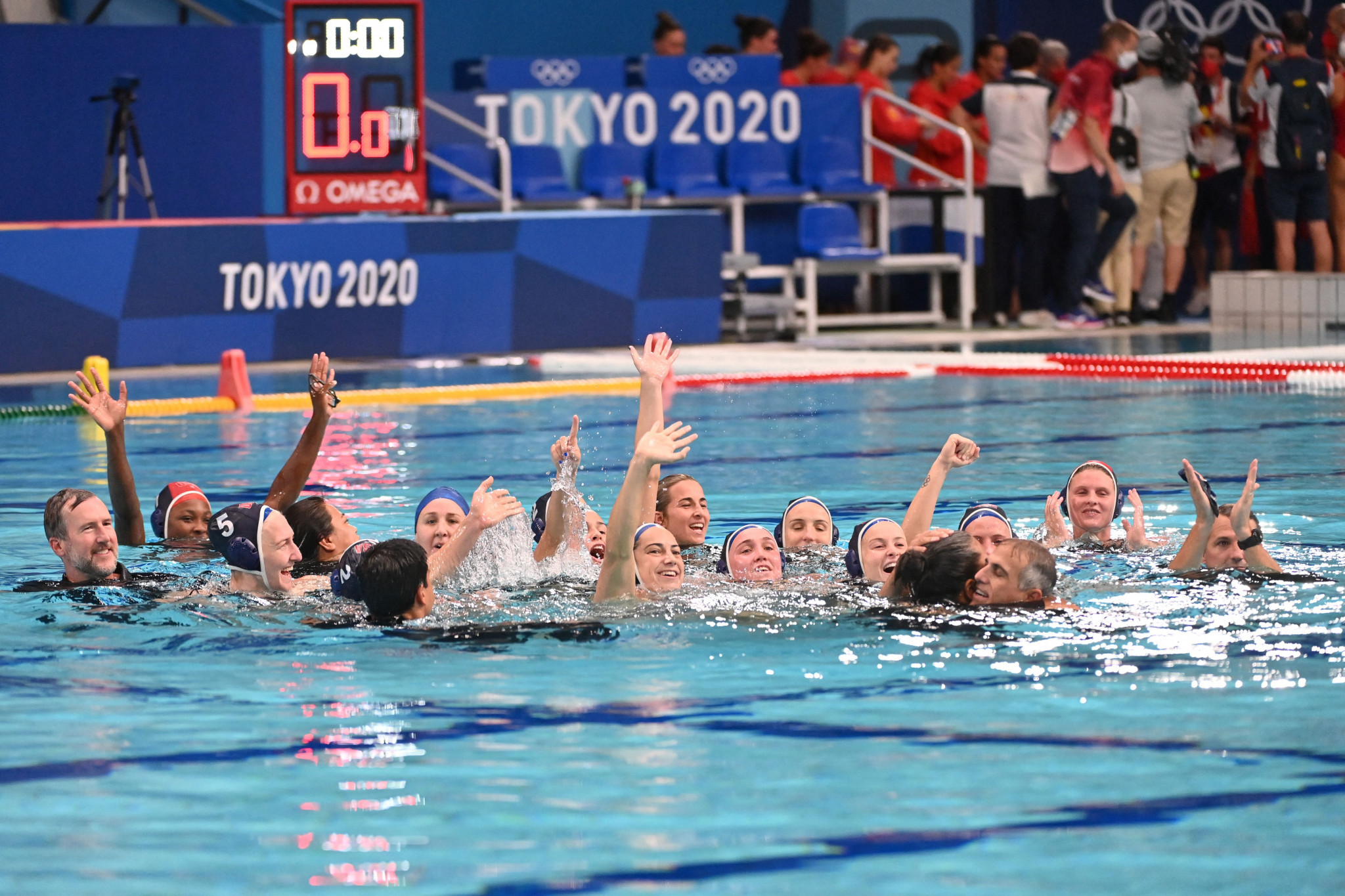 US win third consecutive Olympic women's water polo gold as Spain