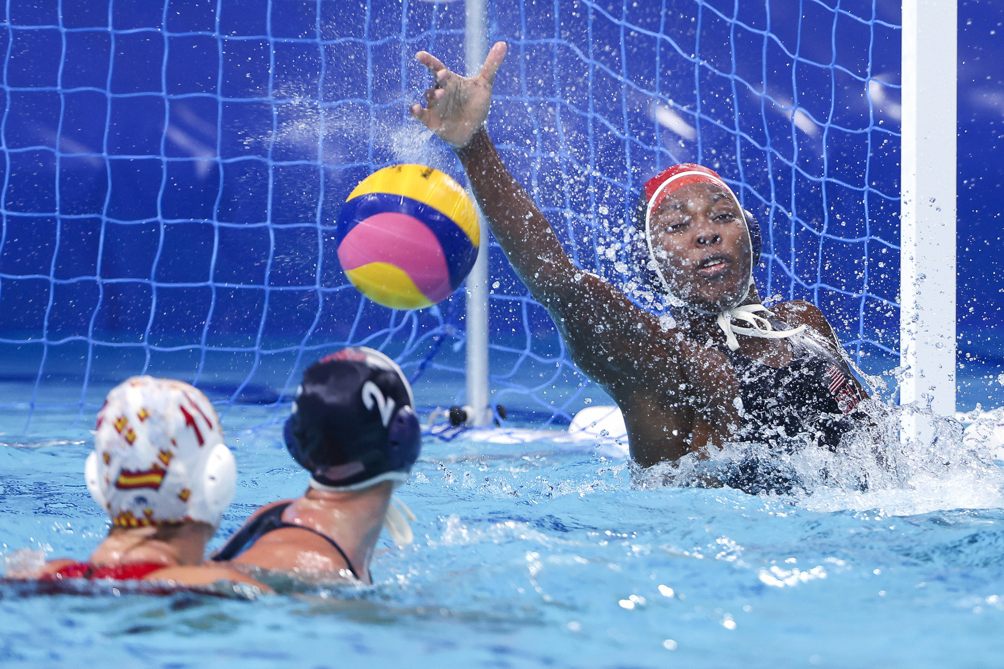 Ashleigh Johnson was superb in the American goal as Spain were brushed aside ©Getty Images