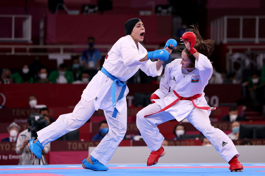 Feryal Abdelaziz beat Iryna Zaretska in the women's over-61kg final to become the first Egyptian woman to win an Olympic gold medal ©Getty Images