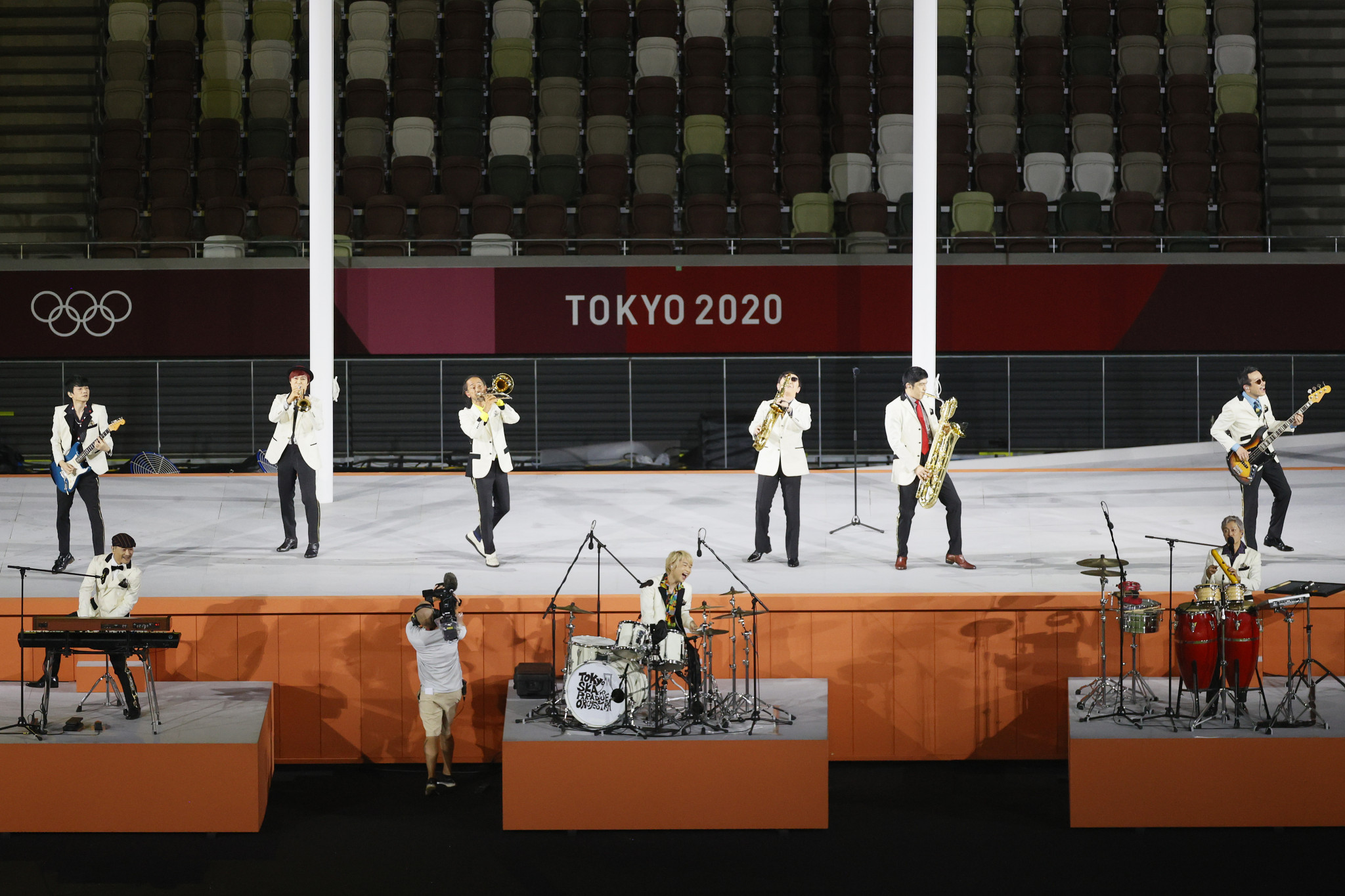 The Tokyo Ska Paradise Orchestra provided musical entertainment during the Closing Ceremony ©Getty Images