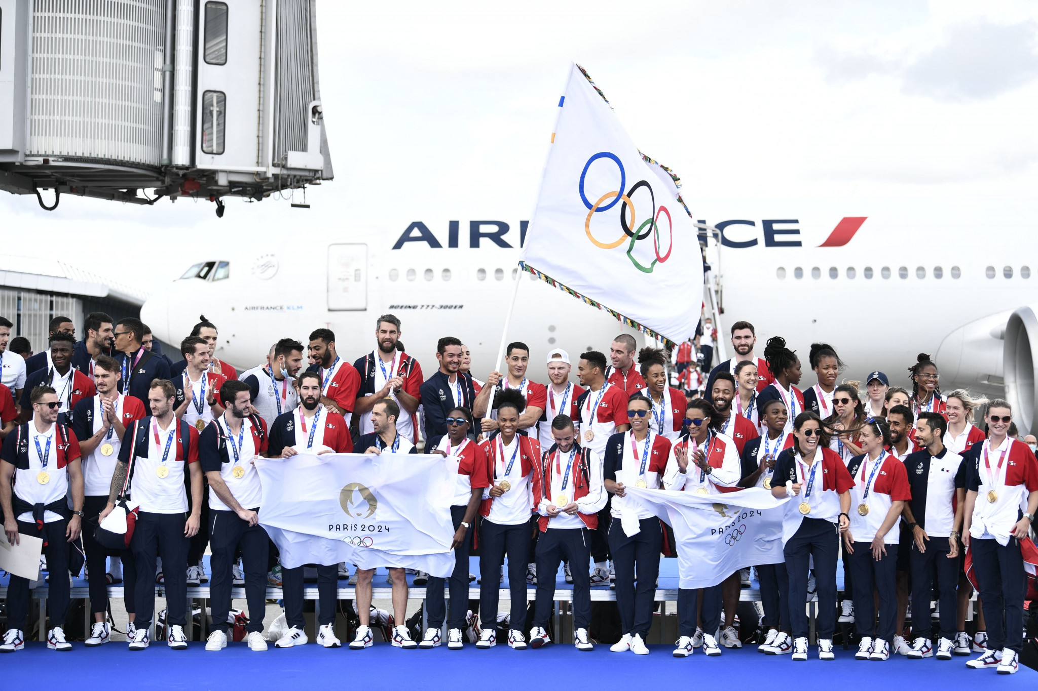 The France team return home from the Tokyo 2020 Olympics, where they won 33 medals ©Getty Images
