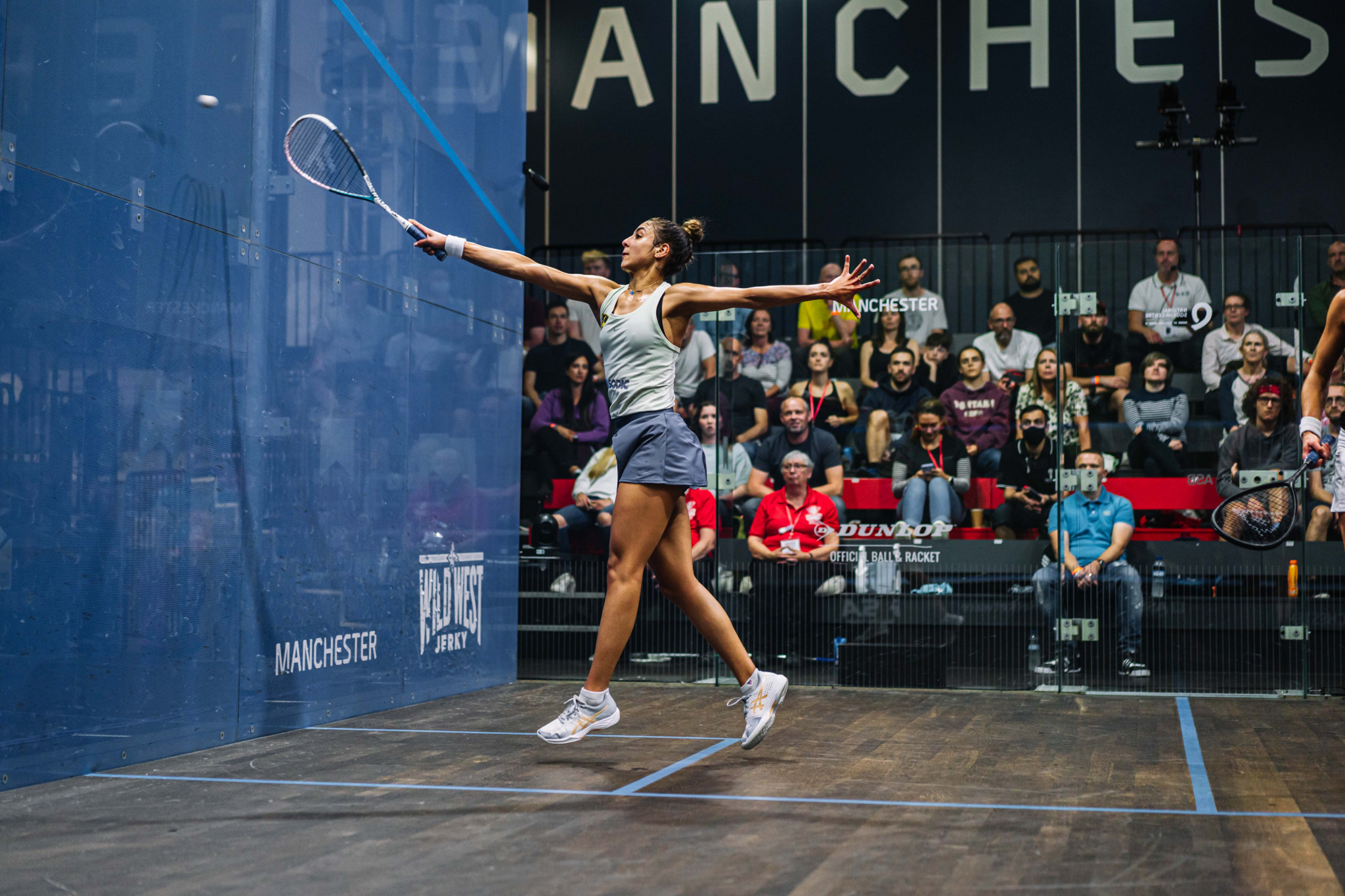 Women's top seed Hania El Hammamy triumphed in three games against Tinne Gilis ©PSA World Tour