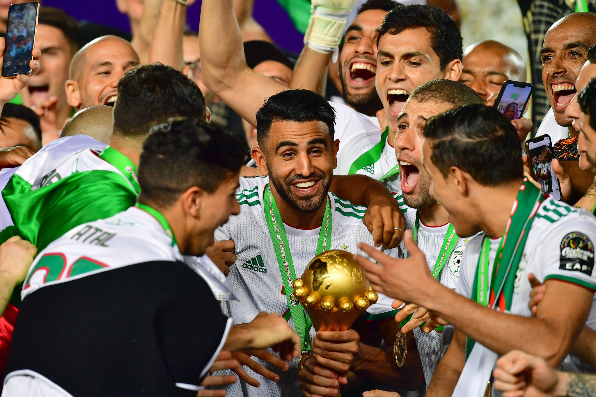 Riyad Mahrez, centre, helped Algeria to its second Africa Cup of Nations win in 2019 ©Getty Images