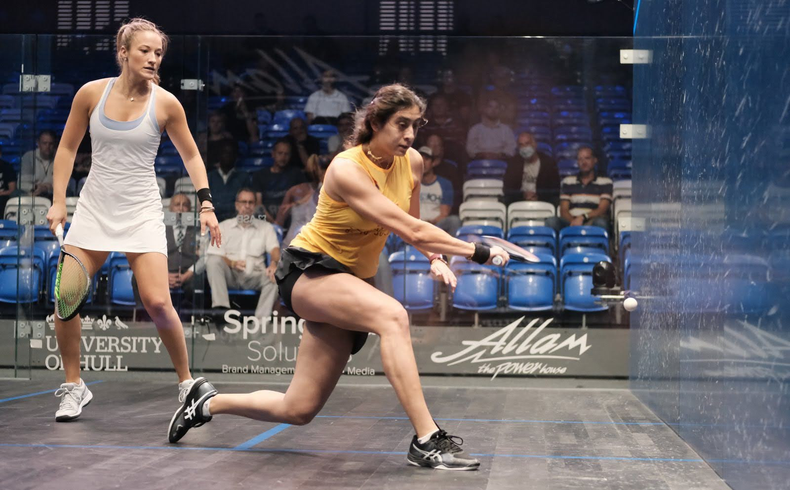 World number one and top seed Nour El Sherbini of Egypt beat the United States' Olivia Fiechter in straight games in the women's tournament ©PSA 