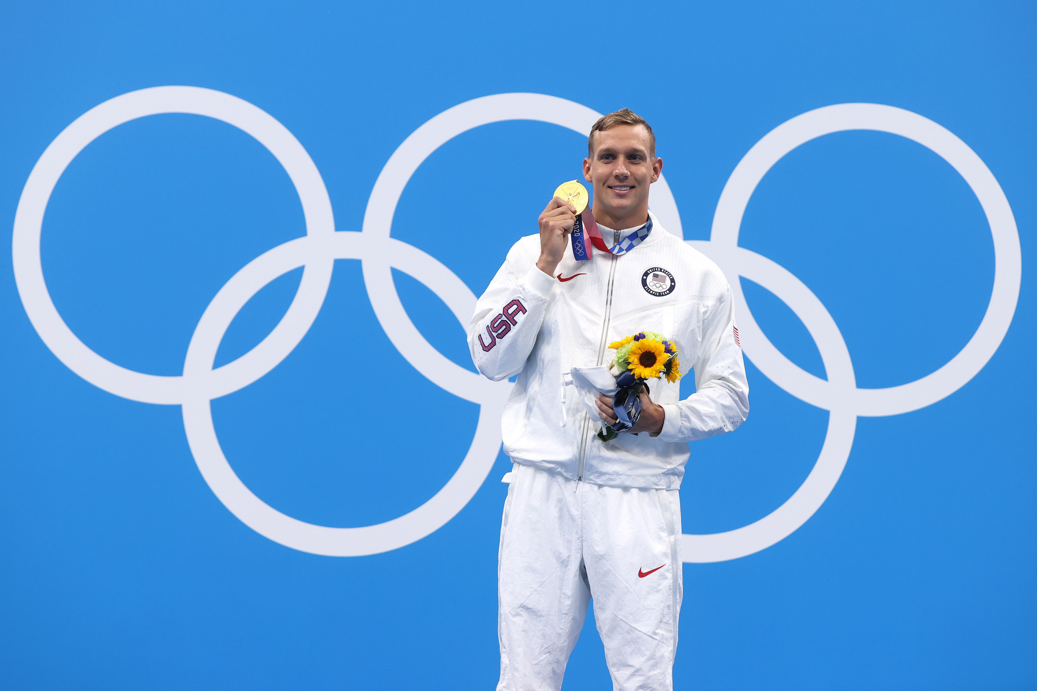 American swimmer Caeleb Dressel won five gold medals at Tokyo 2020 and says athletes feeling stress is wrong ©Getty Images