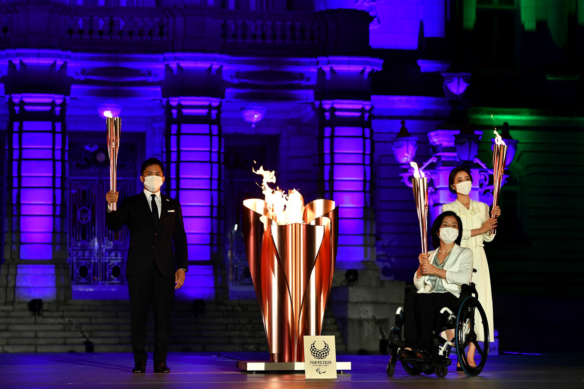 A Paralympic Flame lighting ceremony was held at the State Guest House Akasaka Palace in Tokyo today ©Getty Images