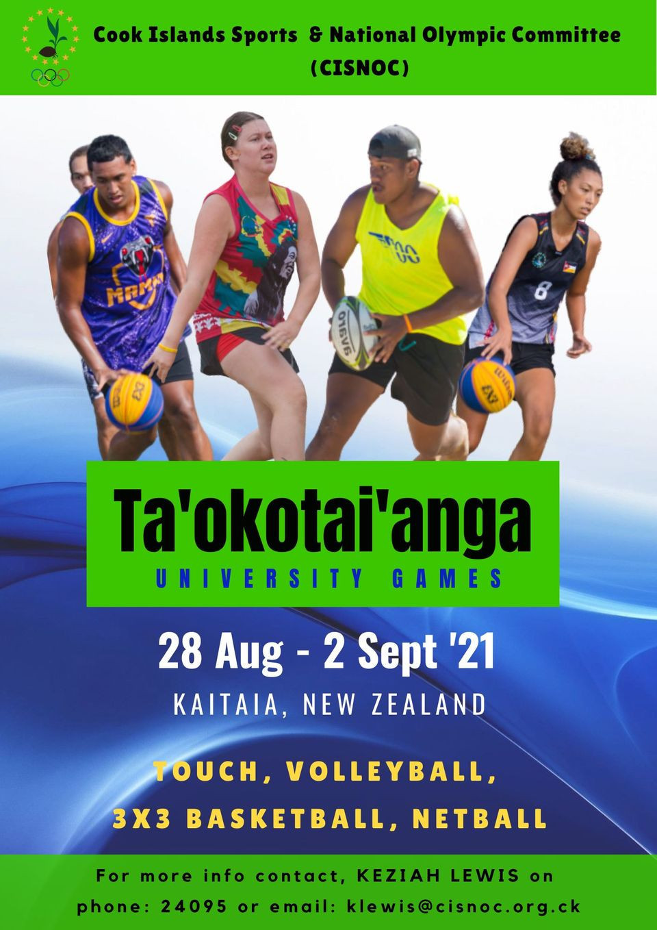 Athletes from New Zealand with Cook Islands heritage will be invited to compete at the Ta'okotai'anga University Games ©CISNOC