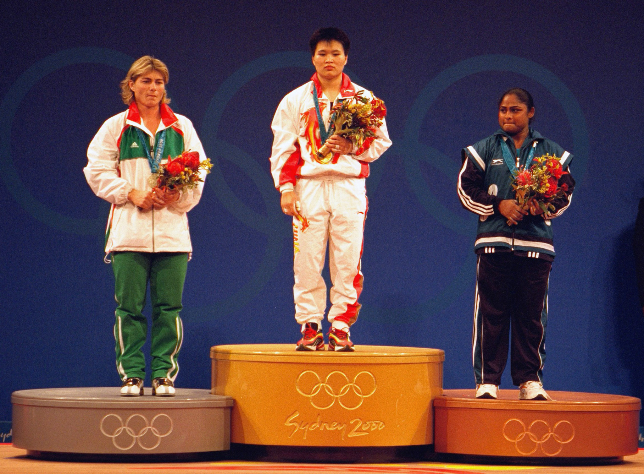 Karnam Malleswari, right, won a bronze medal in the women's 69 kilograms weightlifting category at Sydney 2000 ©Getty Images