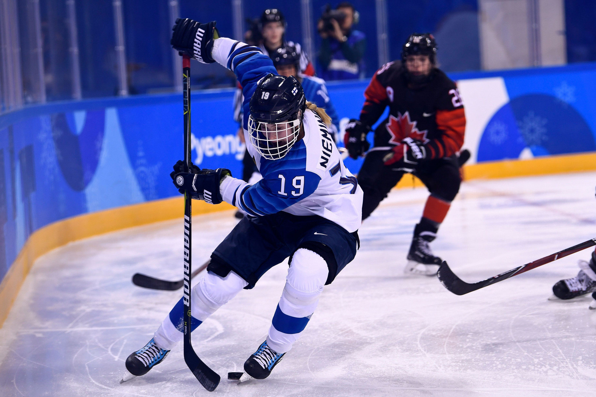 Petra Nieminen of Finland grabbed the IIHF Women's World Championship's first natural hat-trick since 2013 ©Getty Images