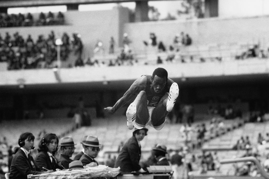 Bob Beamon of the United States sets what many felt was the 