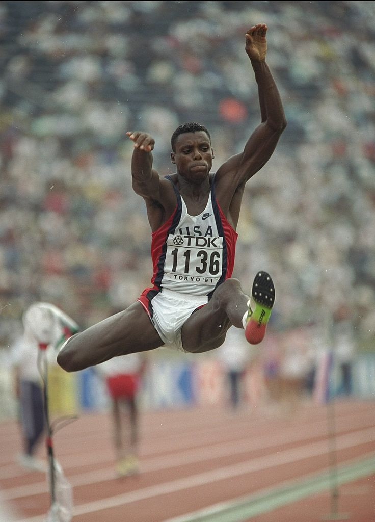 Carl Lewis set his best wind-legal mark of 8.87m and a windy 8.91m in the 1991 World Championship long jump final in Tokyo. It wasn't enough for gold ©Getty Images