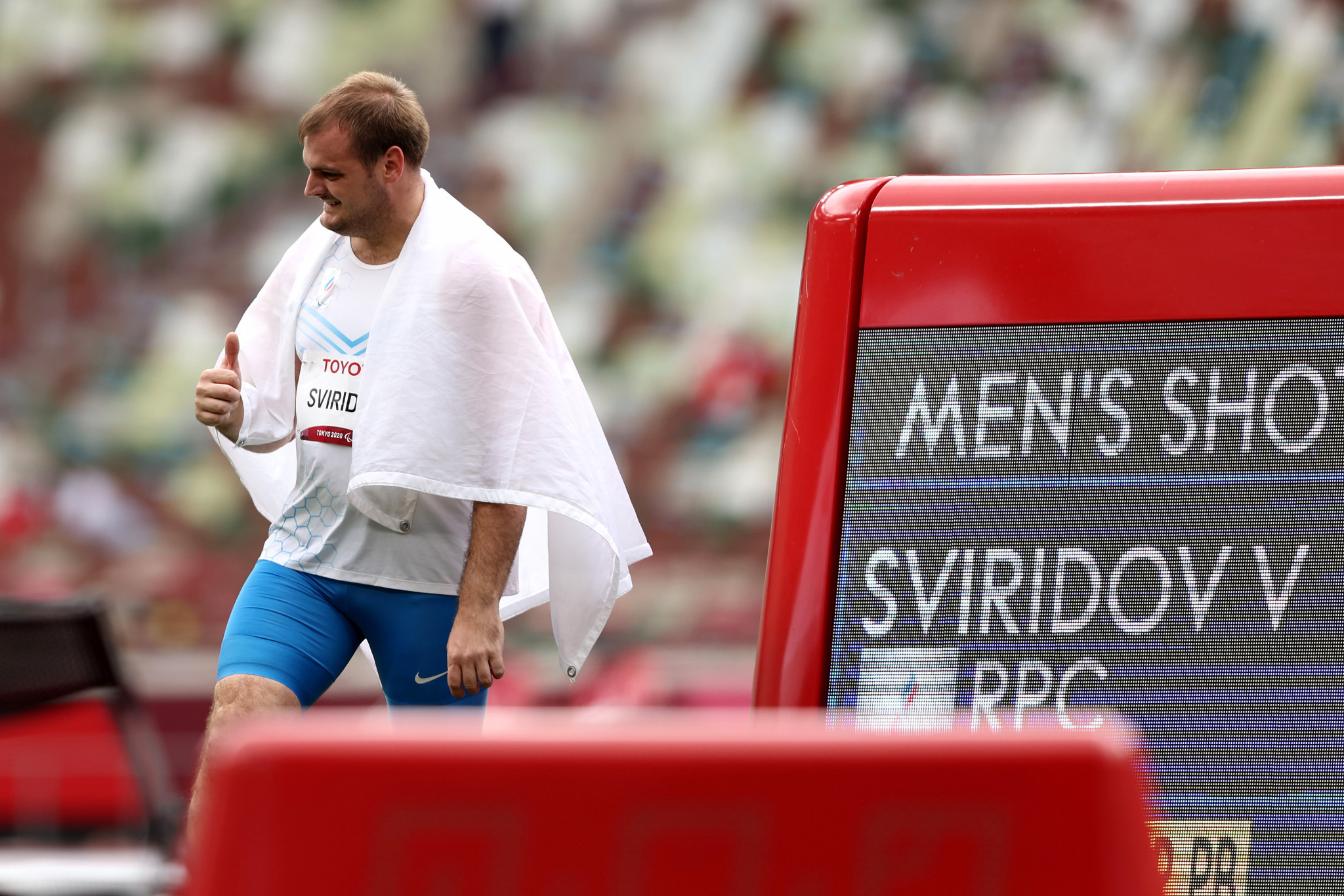 Vladimir Sviridov twice broke his own world record in the men's F36 shot put final, recording throws of 16.45m and then 16.67m ©Getty Images