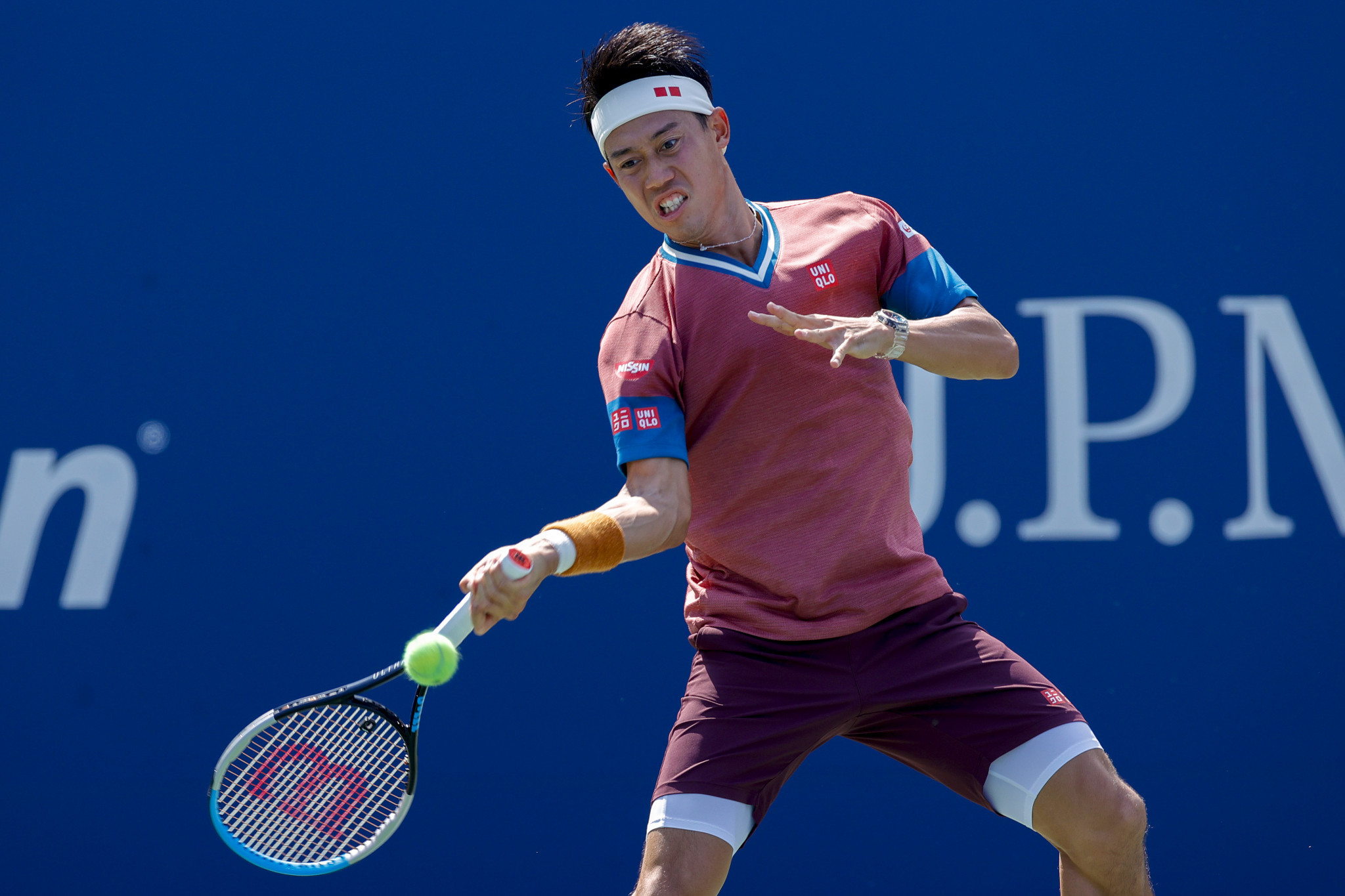 Men's singles runner-up at the 2014 US Open Kei Nishikori won in four sets against Salvatore Caruso in his first round match ©Getty Images