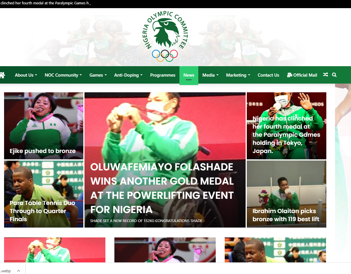 The new Nigerian Olympic Committee website will take 