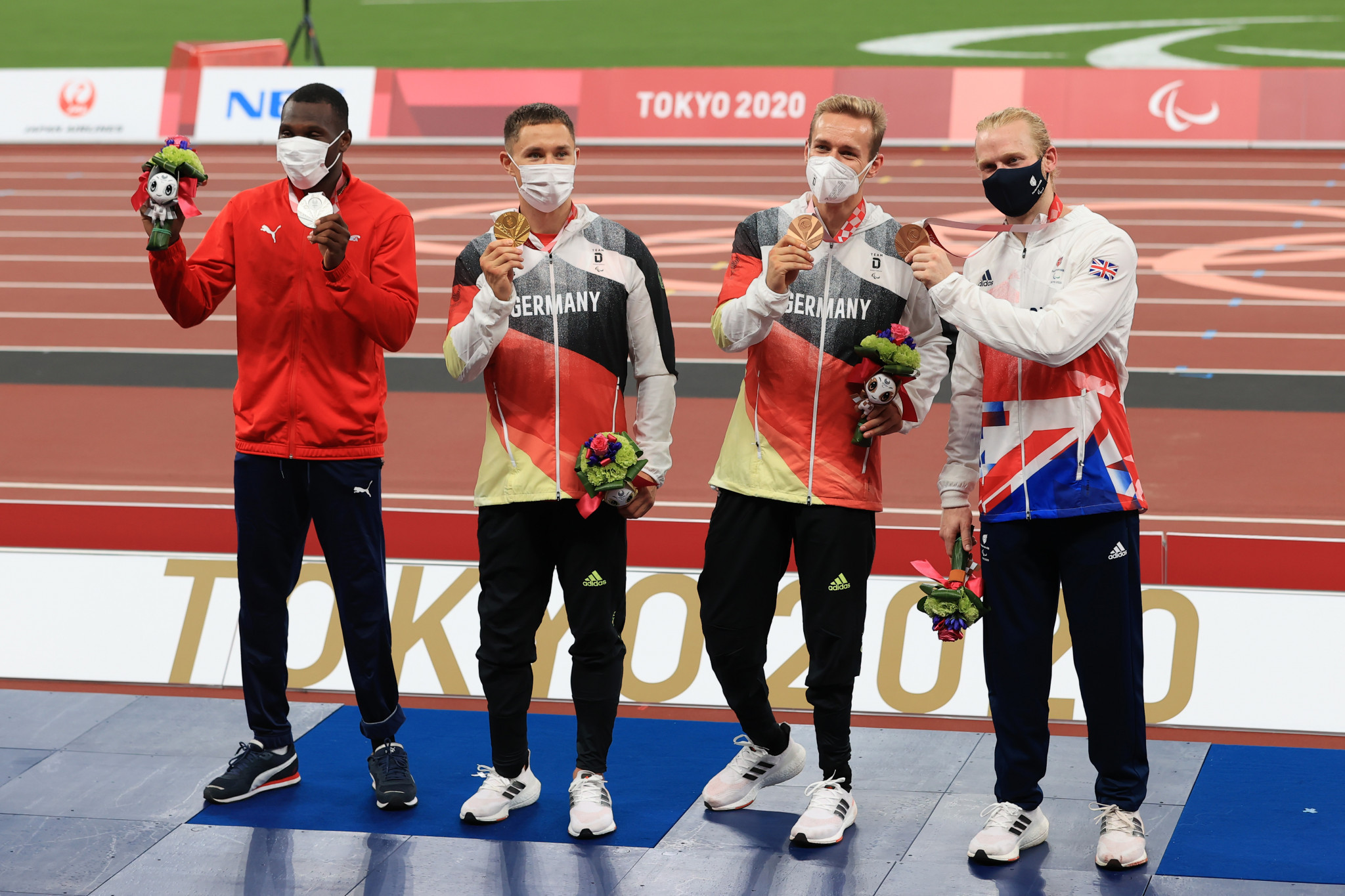 The men's 100 metres T64, which saw three hundredths of a second separate the top four, and joint bronze medallists, has been one of the highlights of the Tokyo 2020 Paralympics so far ©Getty Images