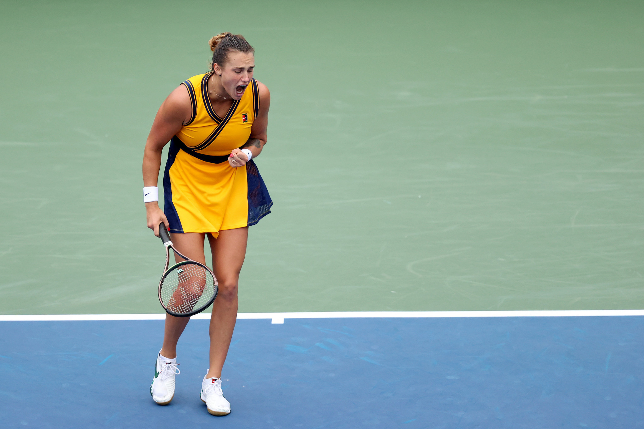 Second seed Aryna Sabalenka is expected to surpass her previous US Open best when she reached the fourth round ©Getty Images